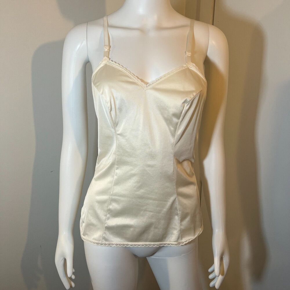 Vintage 80s 90s Off-White Lace Cami M Coquette Bridal Ballet Cottage Prairie Y2K